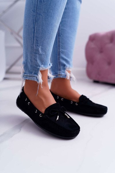 Mokassin Femei confortabile Eco-Suede Black Memfi
