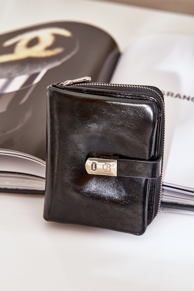 Portefeuille Femme Laqué Noir Yathika