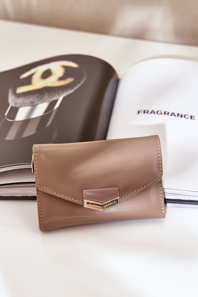 Portefeuille Femme Laqué Beige Foncé Rahner
