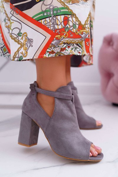 Graue Stiletto-Sandalen Stiefel mit offener Spitze Graue