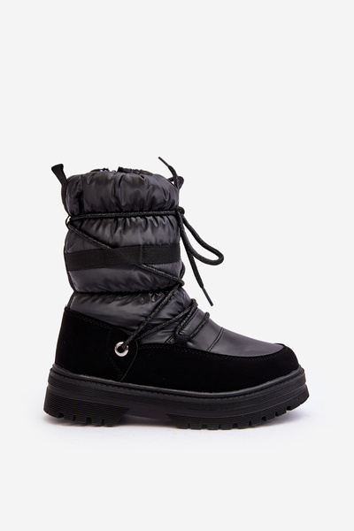 Bottes de neige isolées imperméables enfant avec laine romaine noire