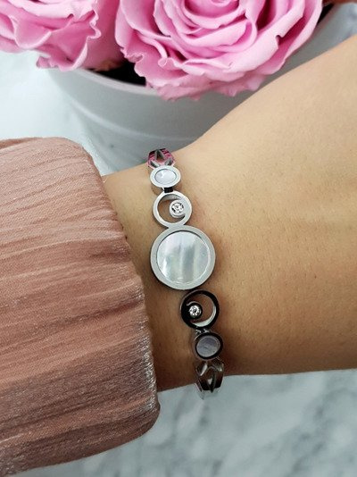 Brățară de oțel pentru femei Stones Silver Dione