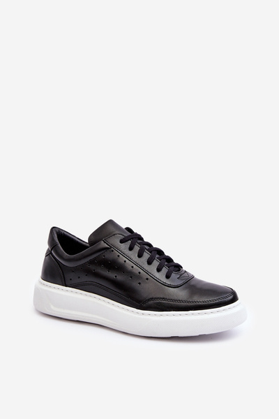 Chaussures de sport en cuir pour hommes Zazoo 1544 noires