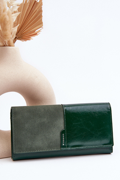 Portefeuille femme avec fermeture éclair vert foncé Harmale