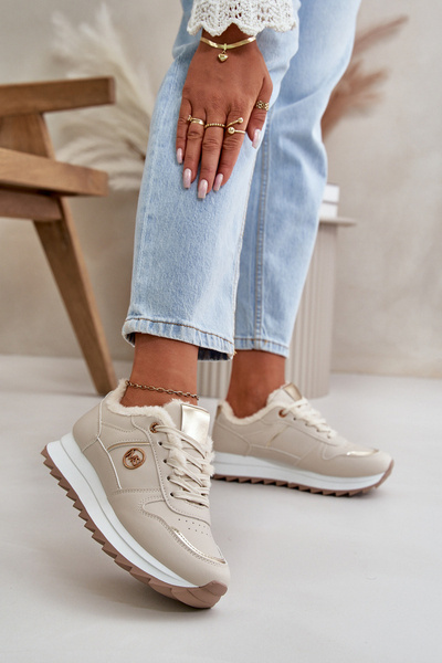 Chaussures De Sport Pour Femmes Isolées Avec Fourrure Sur Plateforme Beige Clair Lerisas
