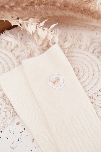 Chaussettes Longues en Laine Femmes Ecru