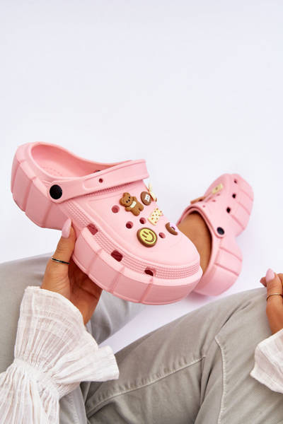 Papuci de spumă pentru femei Crocs cu ornamente roz Marlett