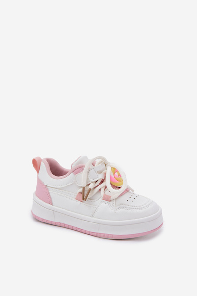Adidași Pentru Copii Cu Velcro Și Pandantiv Lollipop Alb-Roz Odalira