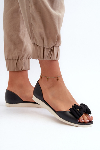 Schwarze Gummiballerinas mit Schleife Georia