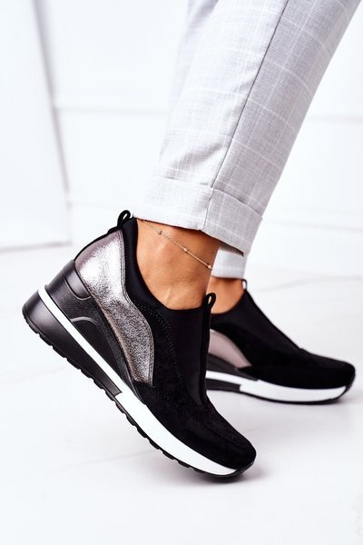 Vinceza 10593 Schwarz/silberne Keilsneaker zum Hineinschlüpfen