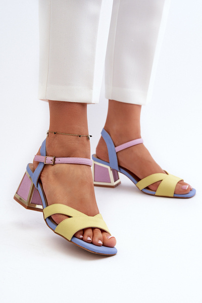 Sandale pastel cu toc D&A CR482 Galben