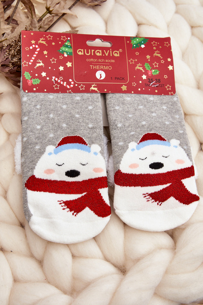 Karácsonyi zokni Teddy Bears szürke