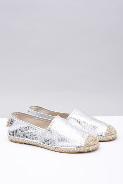 Lu Boo | Espadrilles femme argentées à enfiler Snake Pray