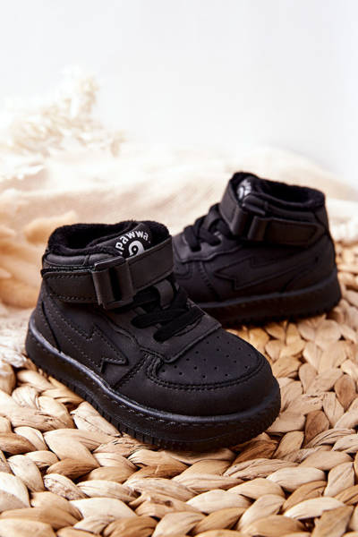 Hohe Kinderstiefel aus Fleece Schwarz Clafi