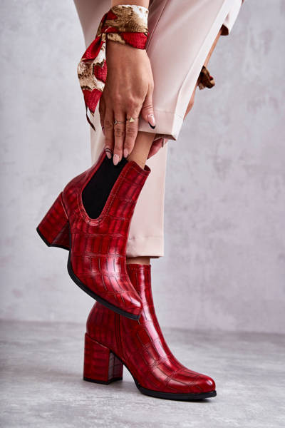 Bottines En Cuir Serpent La.Fi 260038R-XC Rouge