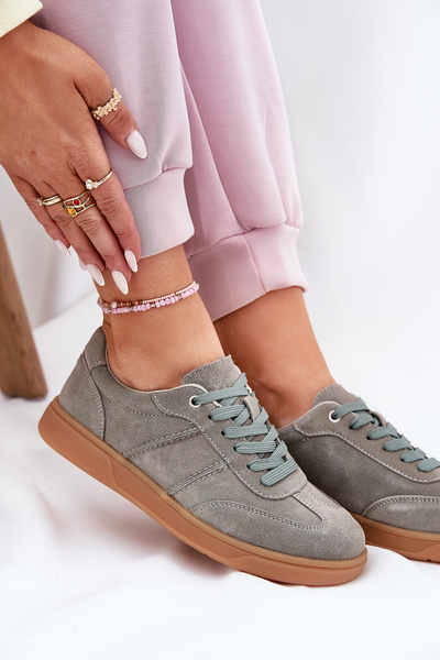 Baskets Basses En Daim Pour Femmes Vertes Paliana