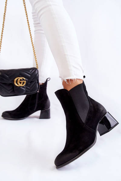 Wildleder Damenstiefel mit Absatz Schwarz Berit