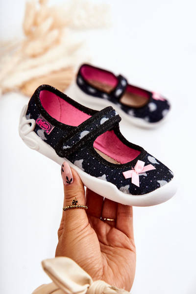 Children's Ballerina Slippers Befado With A Bow 114X481 Navy Blue