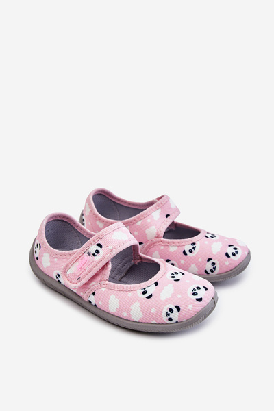 Children's Slippers Ballerinas With Velcro Befado Pandas 955X021 Light Pink