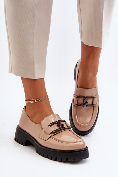 Mocassins Femme Vernis Beige Santtes