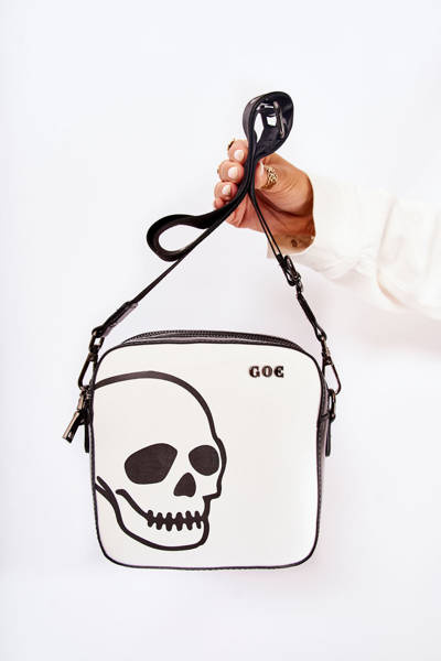 Leder-Messenger-Tasche W-Muster GOE ZNJ013 Schwarz und Weiß