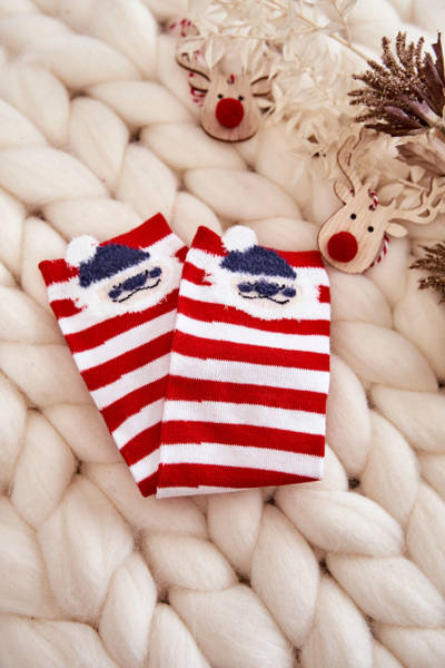 Chaussettes Rayées Jeunes Avec Père Noël Rouge et Blanc