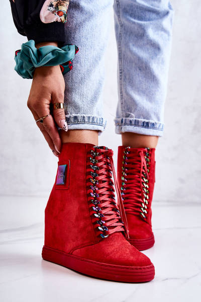 Női tornacipő Lu Boo láncokkal Velúr Multi-Red Monica