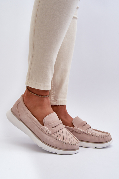 Wildleder Plateau-Mokassins Sergio Leone SP012 Beige