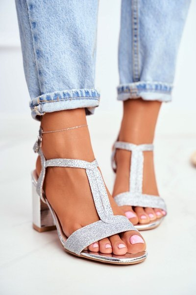 Női tűsarkú szandál Glitter Silver Perfecto