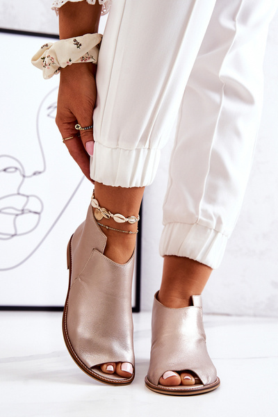 Heeled Leather Boots Laura Messi Gold 2324