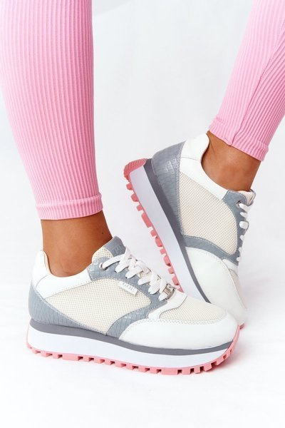 GOE Leder Sport Plattform Schuhe HH2N4008 Weiß