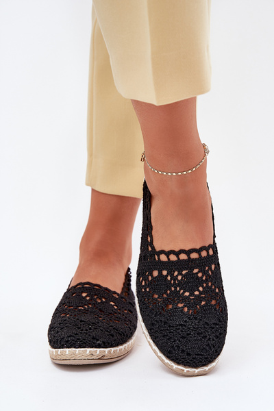 Spitzen Espadrilles Damen Schwarz Adelira