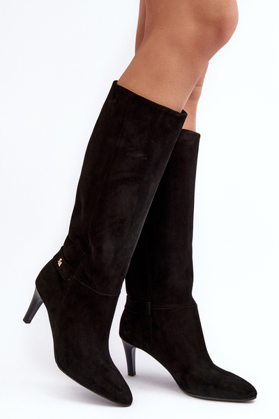 Női velúr csizma a sarkon Laura Messi 2694 fekete