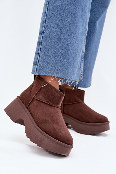 Damen Niedrige Rutschfeste Gefütterte Schneestiefel Braun Mavelle