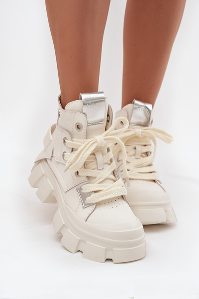 Bottes de sport isolantes en cuir GOE SS2N4055 blanches