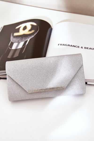 Élégante Pochette Pailletée Argentée Remiala