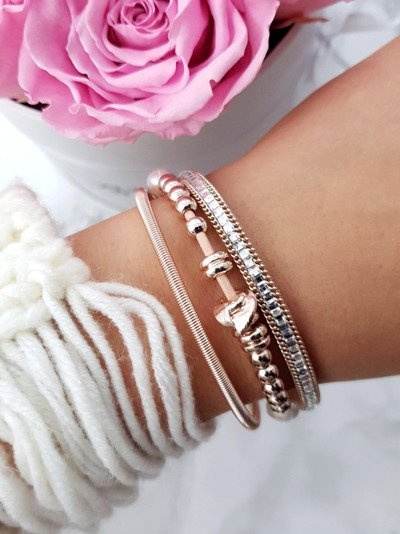 Bracelet Femme Avec Perles Et Zircons Rose Bella