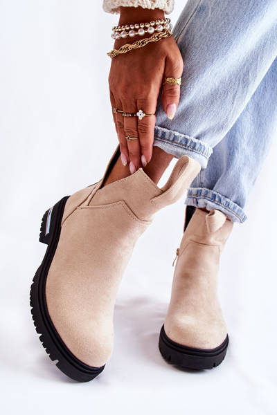 Wildlederstiefel mit Ausschnitten Beige Elvera