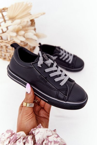 Baskets en cuir pour enfants BIG STAR HH374038 Noir