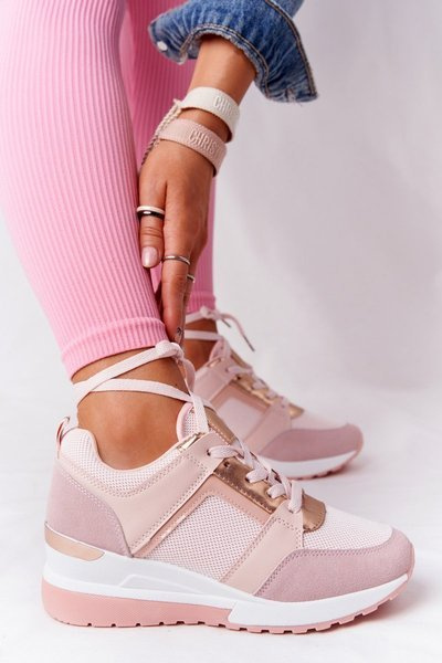Wedge Sneakers Pink Bye Bye Love