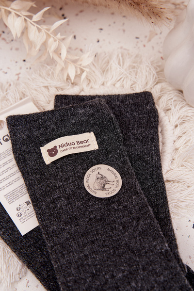 Chaussettes En Laine Chaudes Pour Femmes Avec Patch Gris Foncé