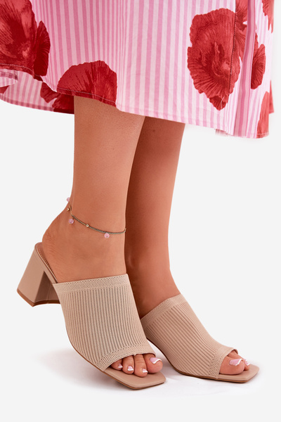 Damen Sandalen mit Blockabsatz Beige Wenilan