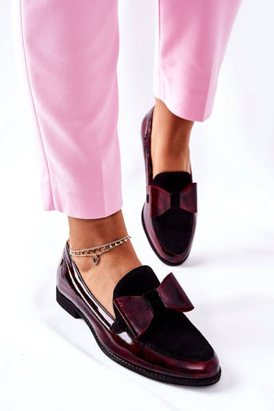 Femei Brogues Loafers Maciejka din piele marmură Burgundie 04099-33