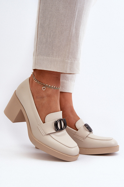 Damen Pumps mit hohem Absatz und Verzierung in Beige Nedarea
