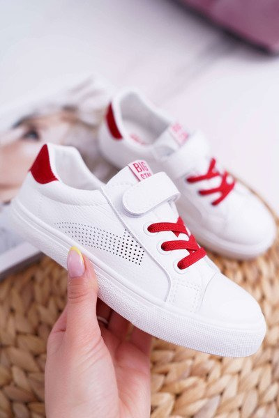 Baskets Velcro Enfant Big Star DD374106 Blanc et Rouge