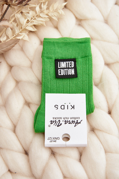Chaussettes Enfant Unies Avec Patch Vert