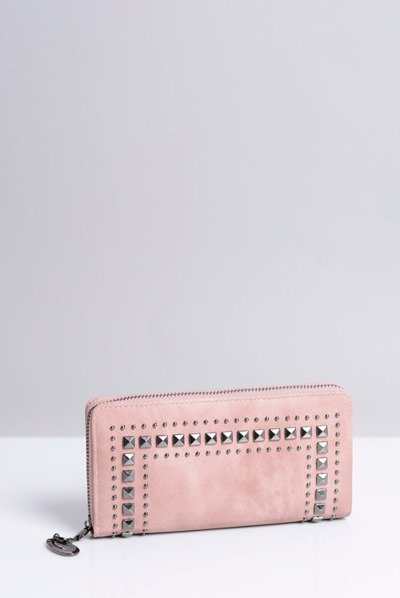 Große rosa Damen-Geldbörse mit Nieten