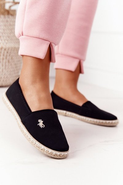 Damen Espadrilles zum Hineinschlüpfen Schwarz Reyna
