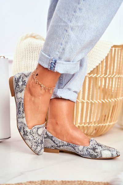 Sergio Leone Women's Ballerinas White Snake BL610