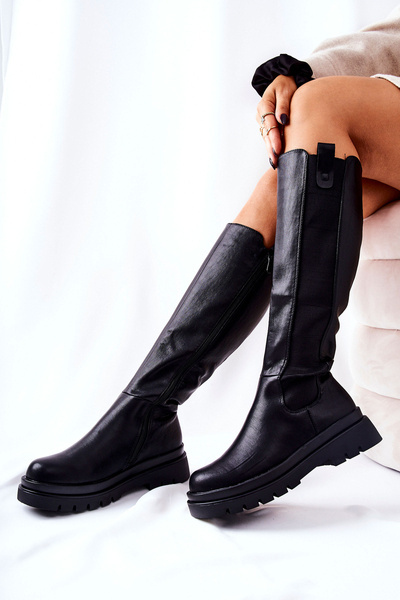 Schwarze Panaris Lederstiefel mit Absatz